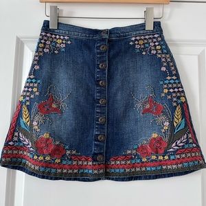 Adorable Embroidered Denim Skirt